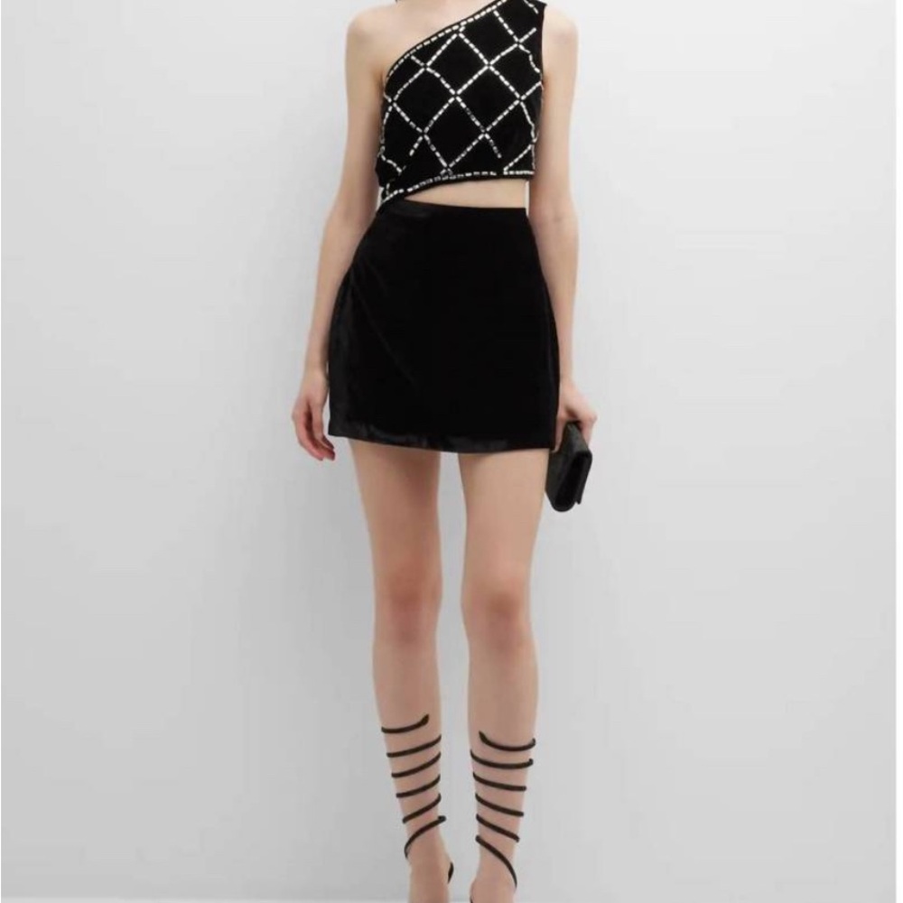 Ramy Brook Black Embellished Top MU velvet dress new tags $565 sample size 0-2